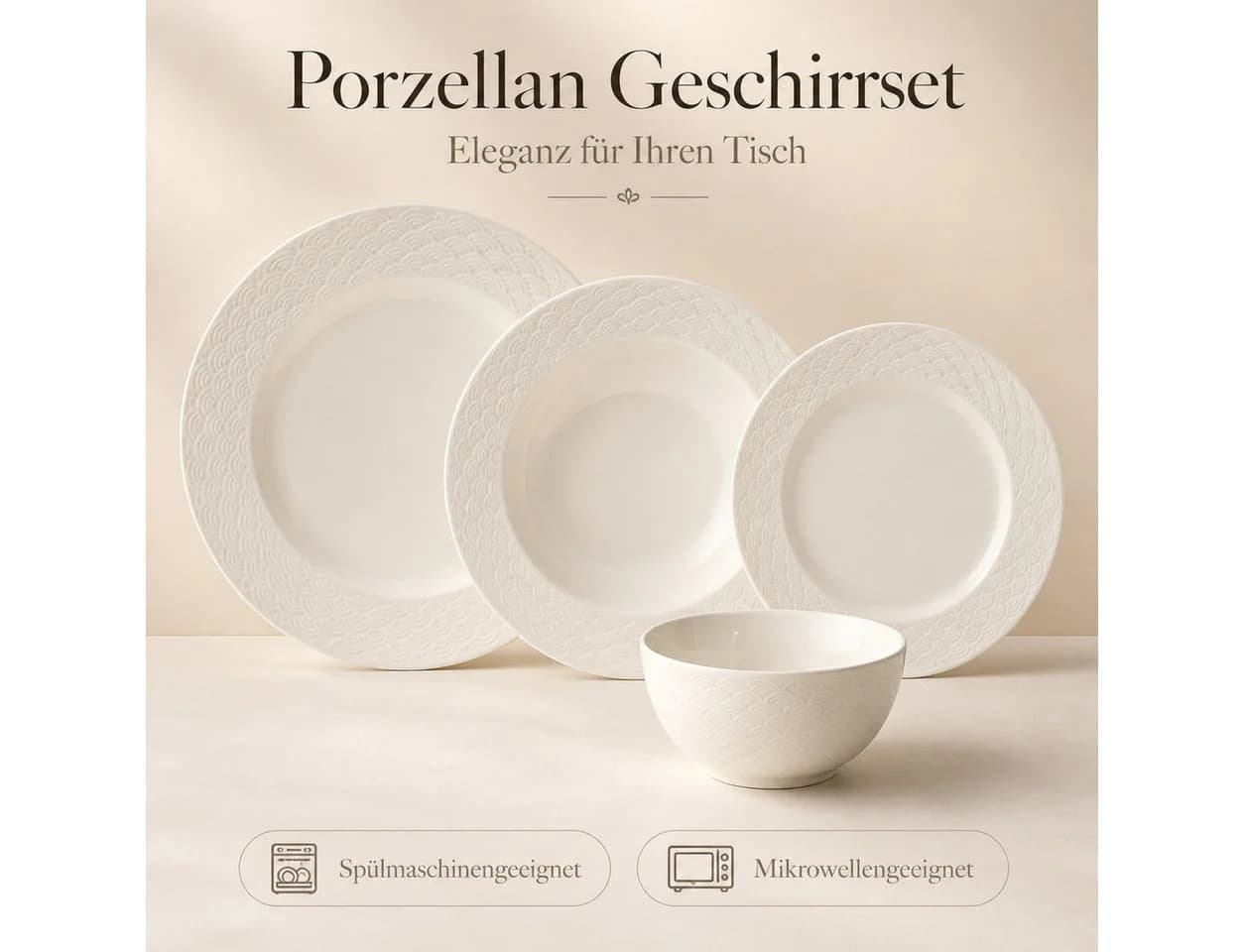 Hermia Concept Geschirr-Set Costa 24-tlg. Weiß Porzellan - Bild 2