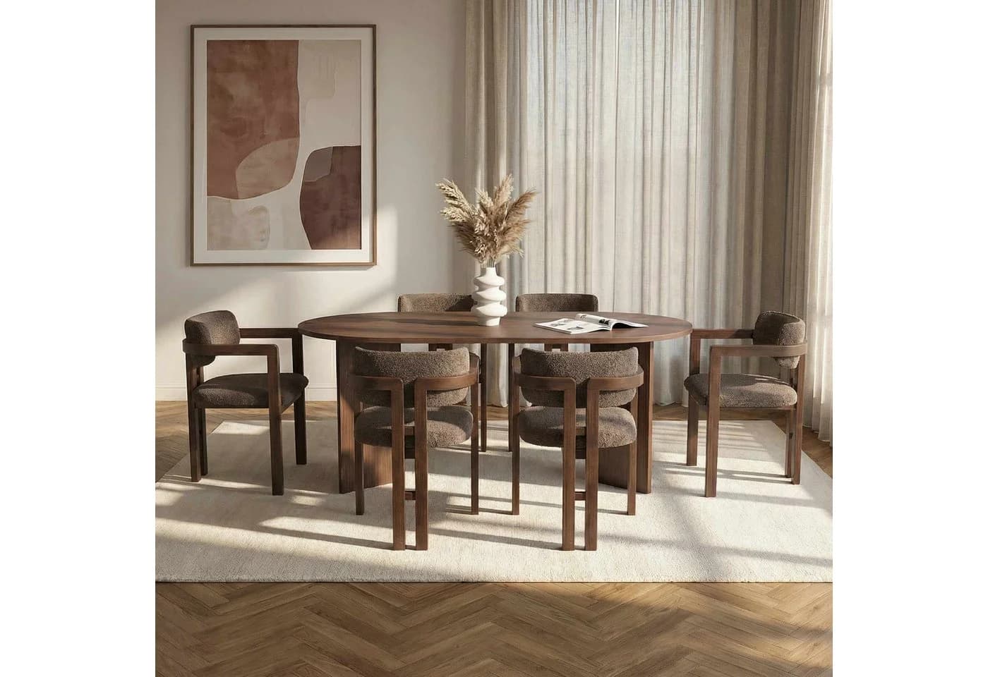 Skye Decor Essgruppe Sablin Boho Set 7-tlg. Braun Walnuss Modern - Bild 3