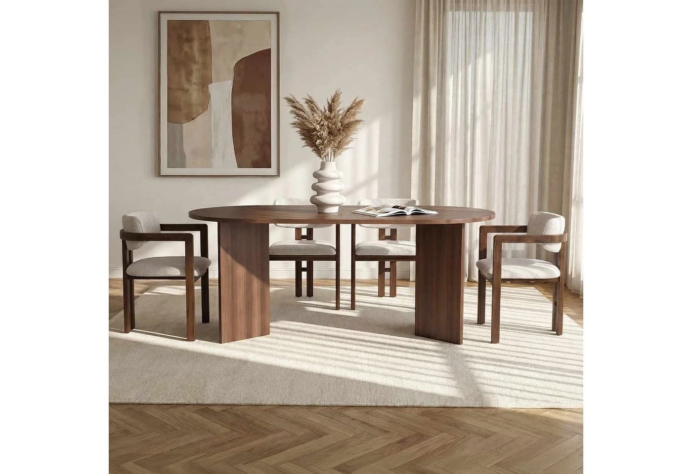 Skye Decor Essgruppe Sablin 5-tlg. Set Esstisch 4 Stühle Walnuss - Bild 3