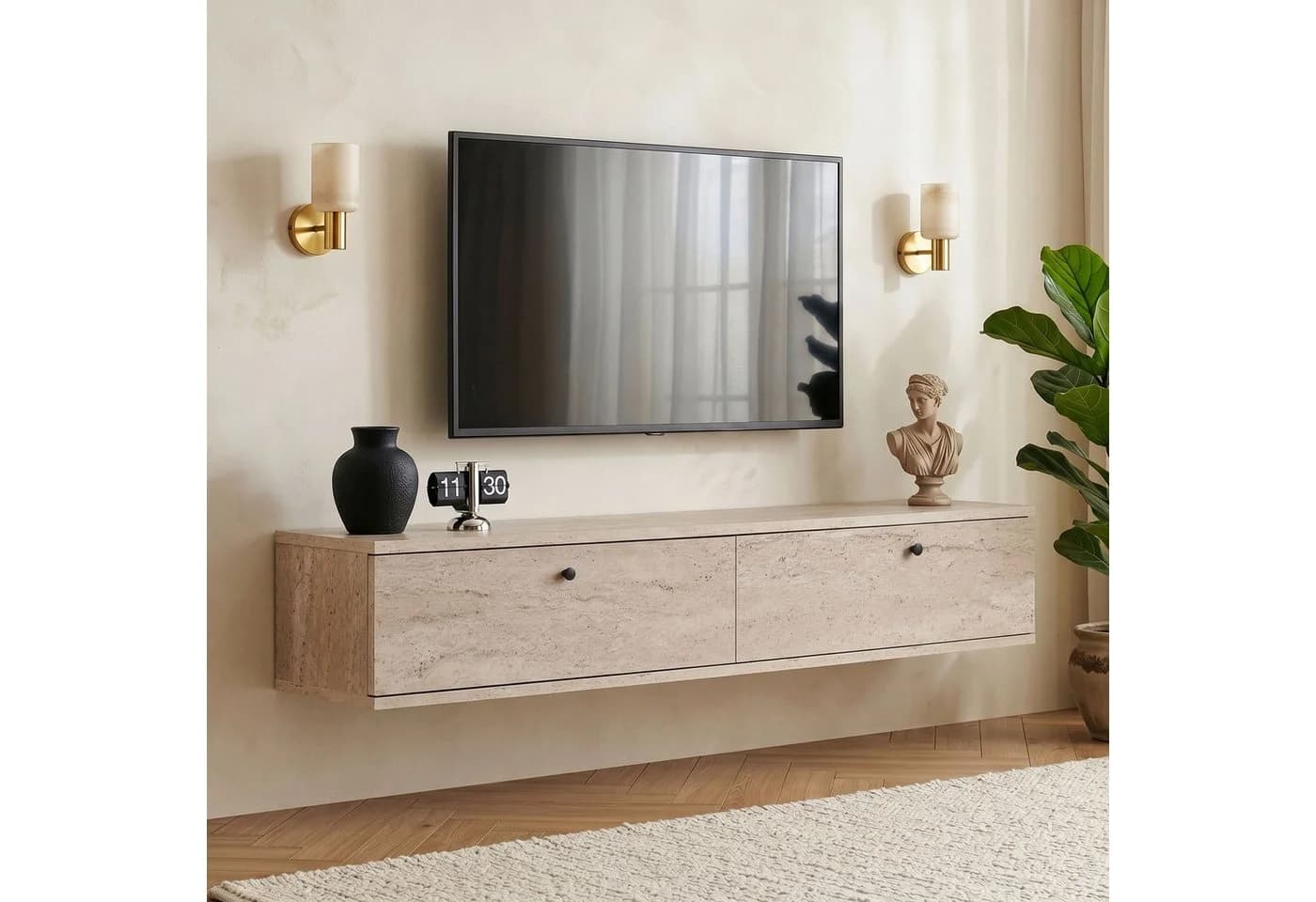 Skye Decor Lowboard Ligne 140 Travertin Modern