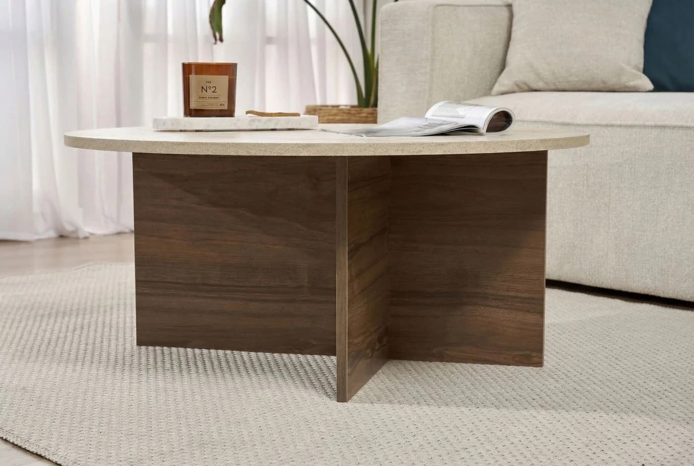 Skye Decor Couchtisch Soleil Rund Melaminbeschichtet Braun - Bild 5