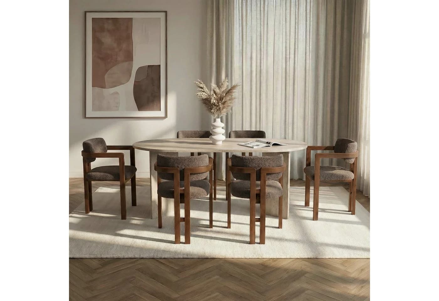 Skye Decor Essgruppe Sablin Boho Set 7-tlg. Braun Walnuss-Optik - Bild 3