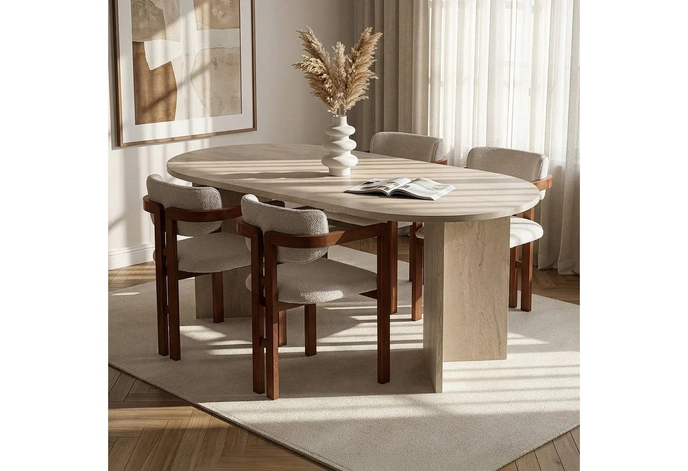 Skye Decor Essgruppe Sablin Modern 5-tlg. Set Walnuss Japandi - Bild 3