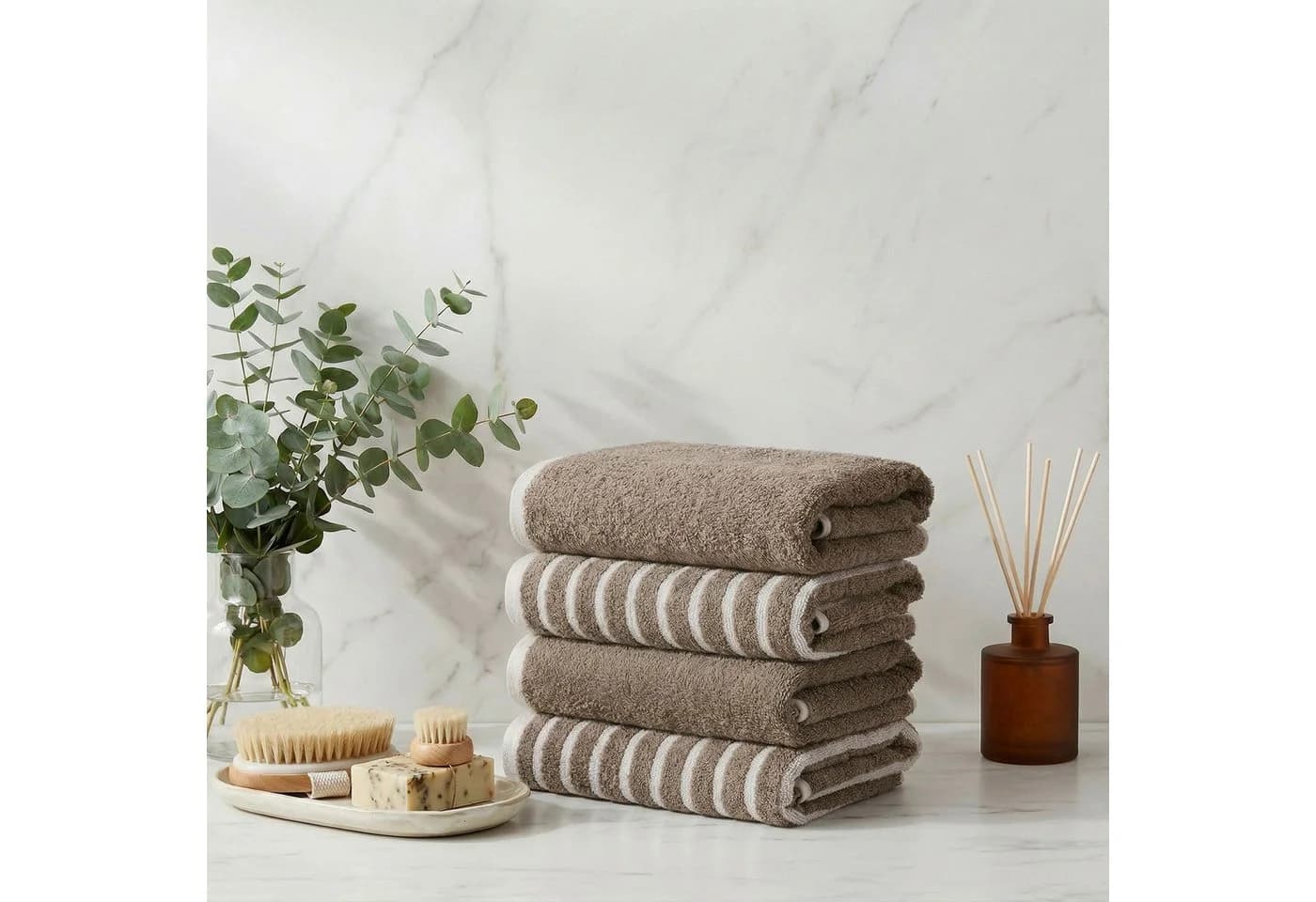 L'Essentiel Maison Handtuch-Set 4-tlg. Braun 100% Baumwolle