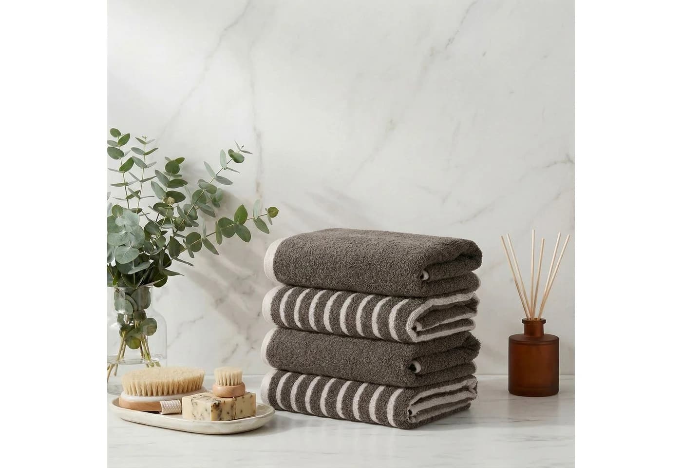 L'Essentiel Maison Handtuch-Set 4-tlg. 100% Baumwolle Grau