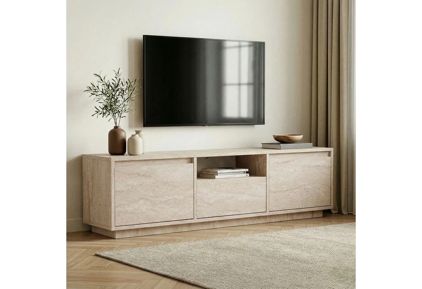 Skye Decor Nordure Sentinel TV Board 160 cm Travertine Optik