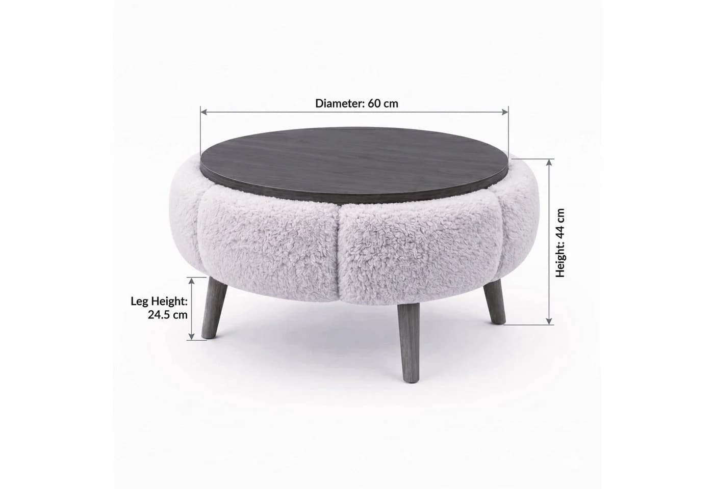 Skye Decor Papatya Couchtisch 60 Grün Walnuss Runde Tischplatte - Bild 4