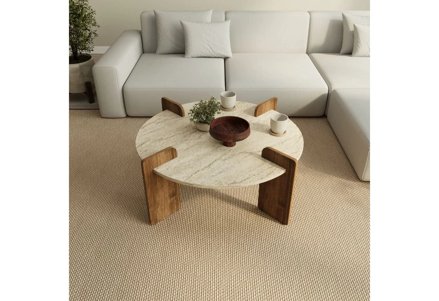 Skye Decor Couchtisch Siam Afrolli Travertin Walnuss Optik - Bild 3