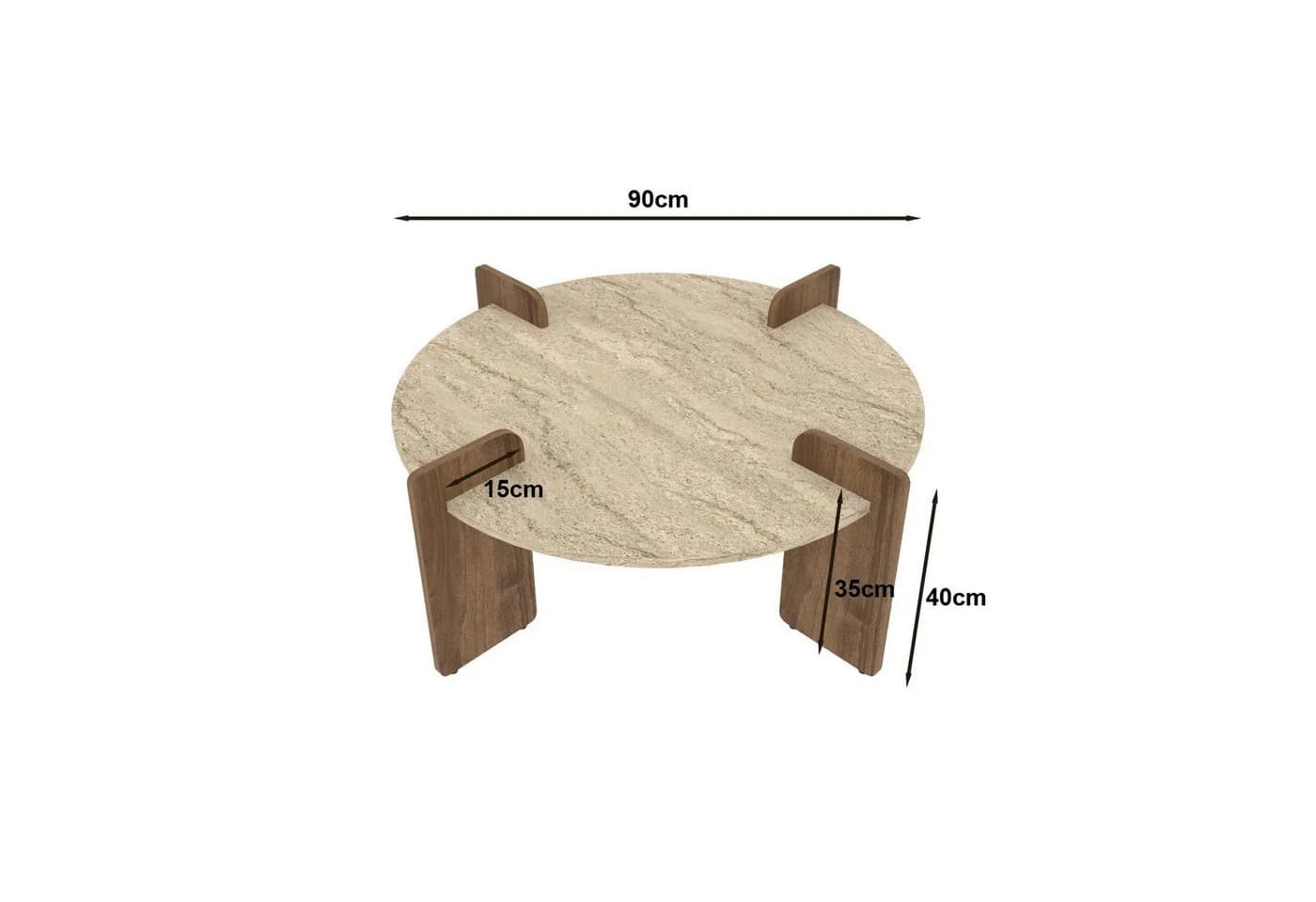 Skye Decor Couchtisch Siam Afrolli Travertin Walnuss Optik - Bild 5