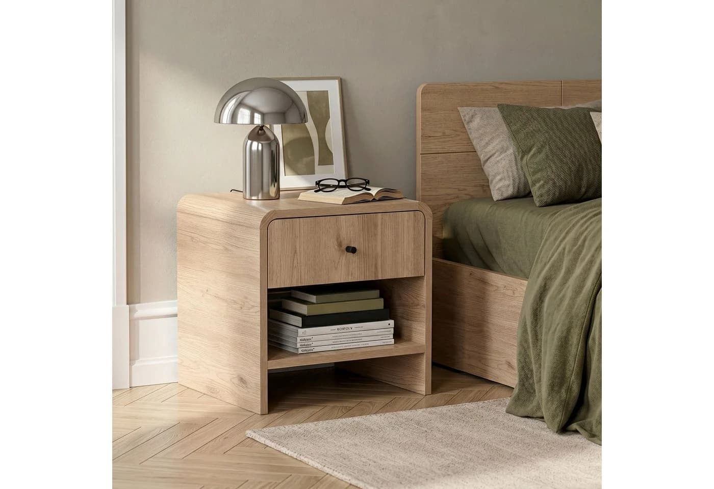 Skye Decor Nachttisch Japandi Design Braun - Bild 3