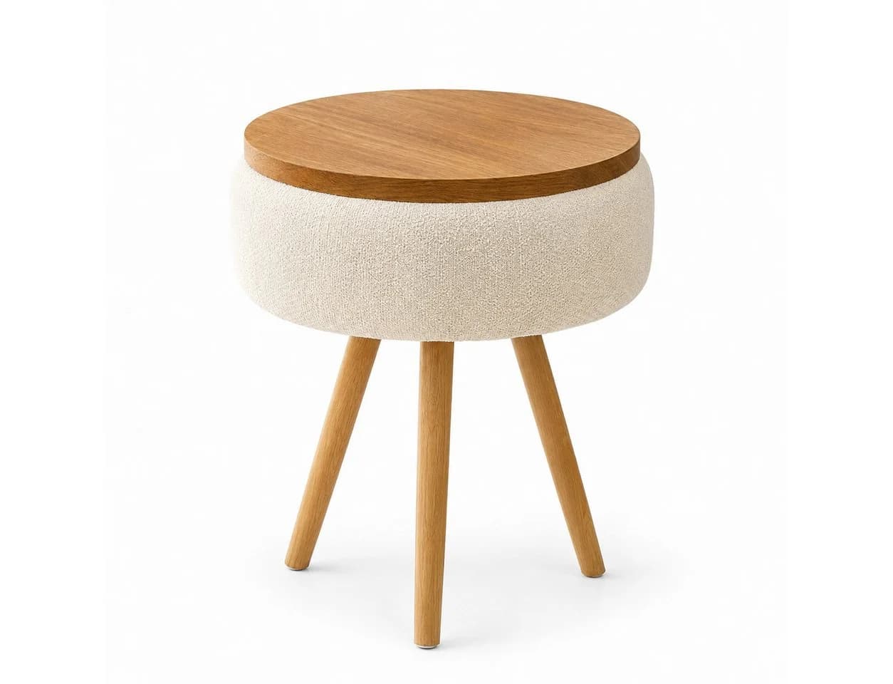 Skye Decor Beistelltisch Snug Japandi Weiß Teddy-Optik Buchenholzbeine - Bild 2
