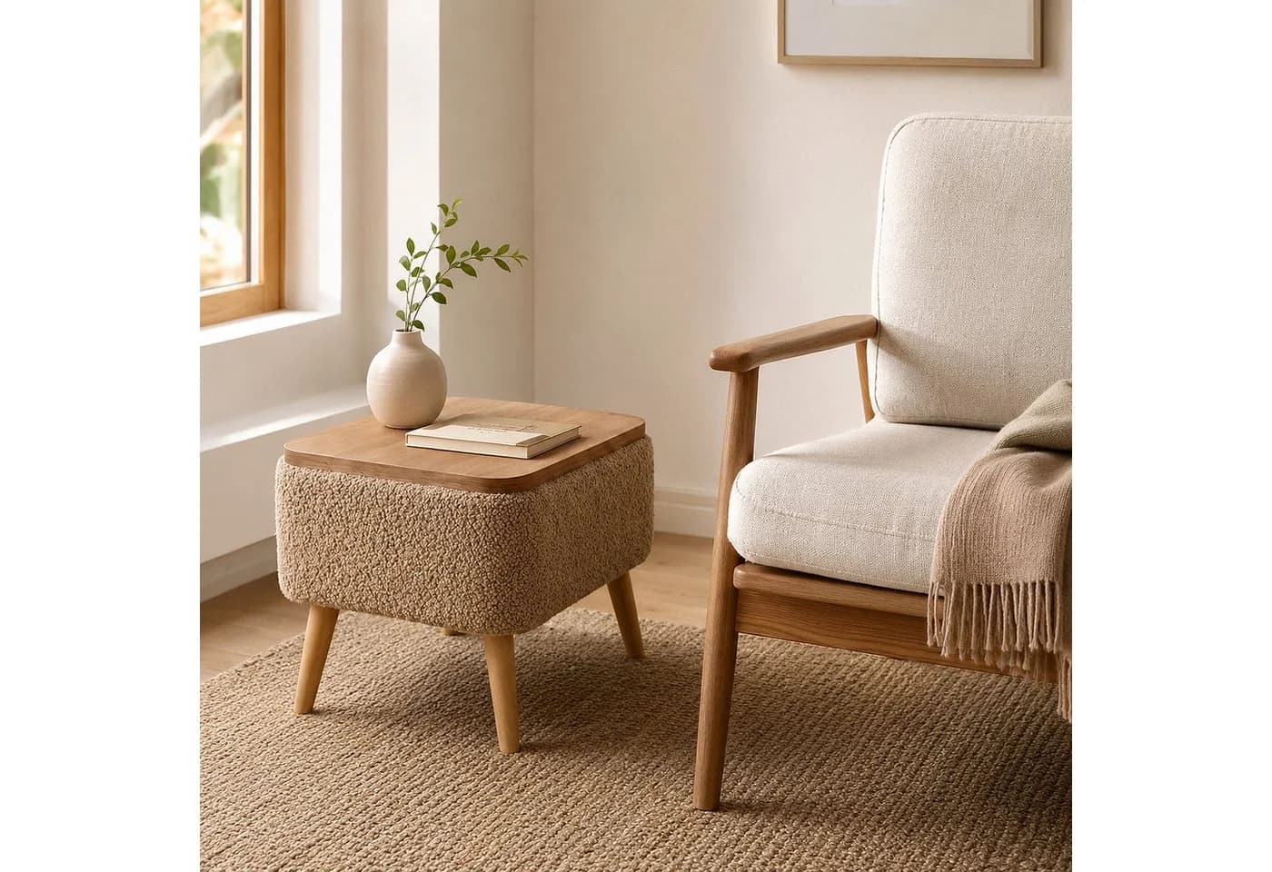 Skye Decor Beistelltisch Snug Japandi Braun Teddy-Optik