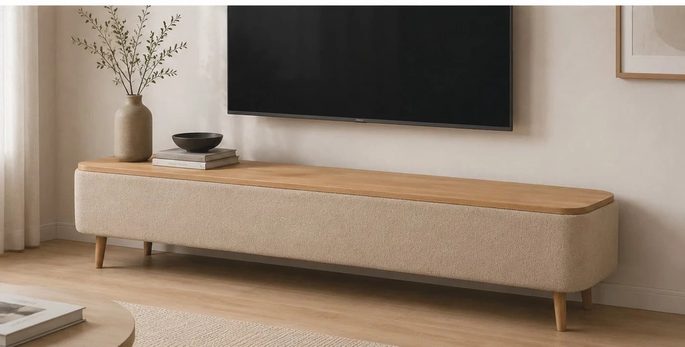 Skye Decor Lowboard Snug Japandi Beige Teddy-Optik