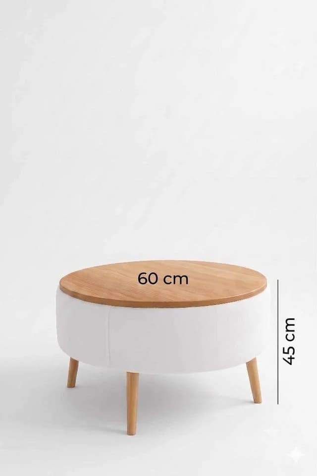 Skye Decor Couchtisch Snug Japandi Weiß Teddy-Optik Buchenholzbeine