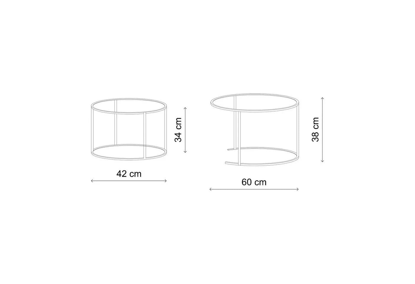 Skye Decor Couchtisch Japandi 2-teilig Beige Glas Metall
