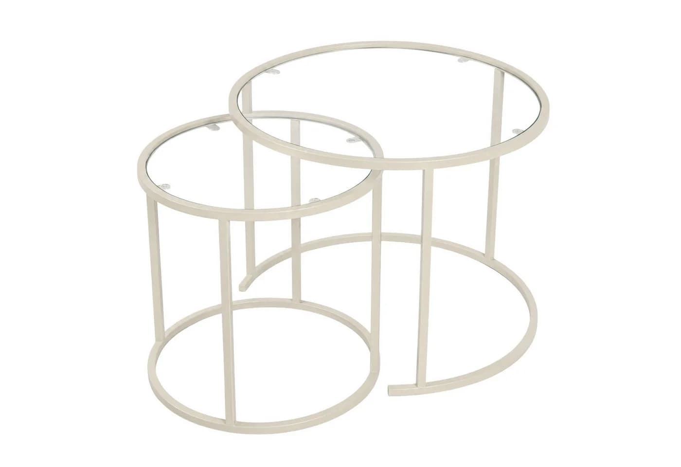 Skye Decor Couchtisch Japandi 2-teilig Beige Glas Metall - Bild 2