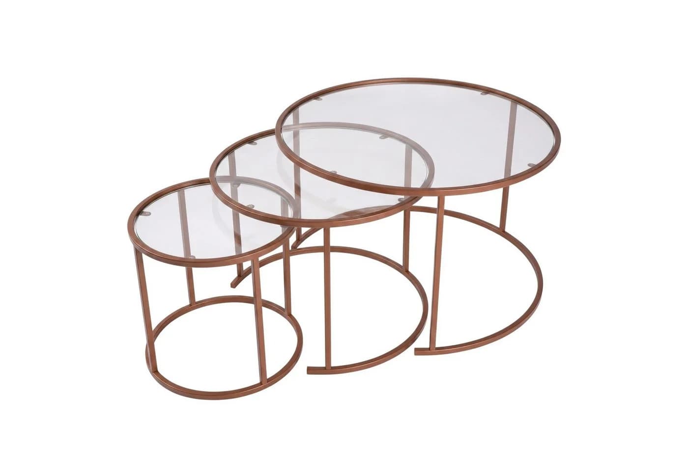 Skye Decor Couchtisch Japandi 3-teilig Orange Glas Metall - Bild 2