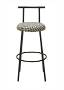 Stuhlmann Barhocker Seoul Schwarz Leinenstoff Hahnentritt Metallgestell Bild 1