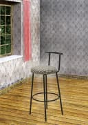 Stuhlmann Barhocker Seoul Schwarz Leinenstoff Hahnentritt Metallgestell Bild 5