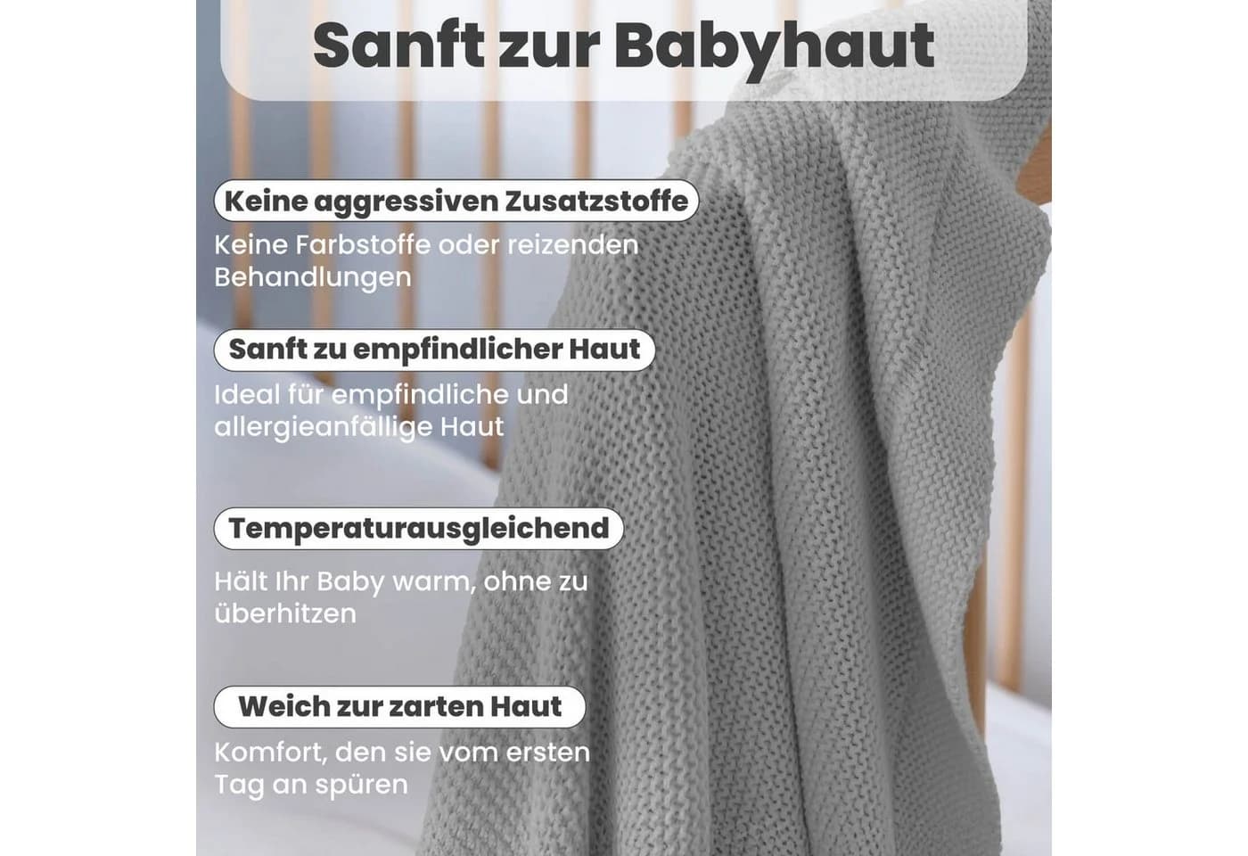 Little Dedi Babydecke Alina 100% Bio-Baumwolle Silber - Bild 5