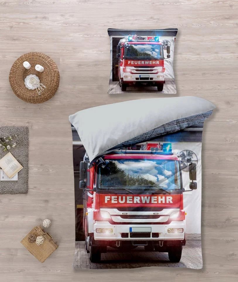 KK Shopping Kinderbettwäsche Feuerwehr Auto 135x200 cm - Bild 2