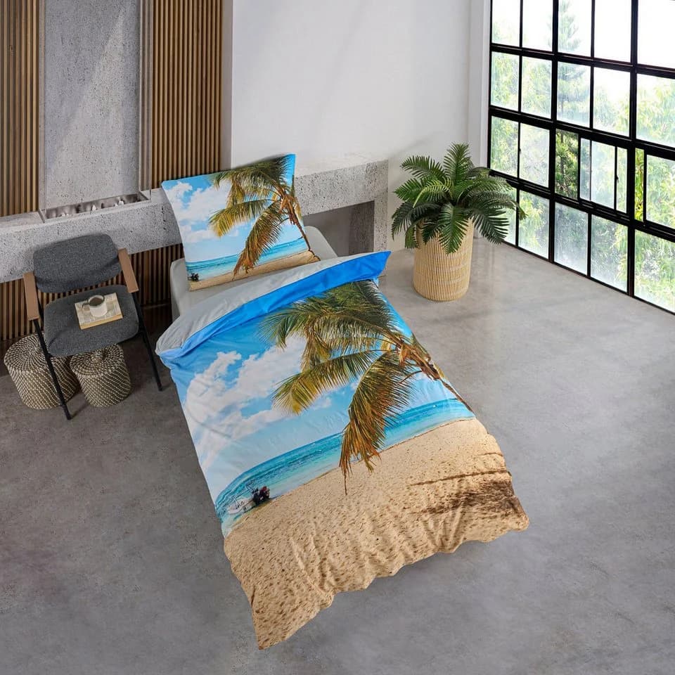 KK Shopping Kinderbettwäsche Strand und Palmen 135 x 200 cm Baumwolle - Bild 2