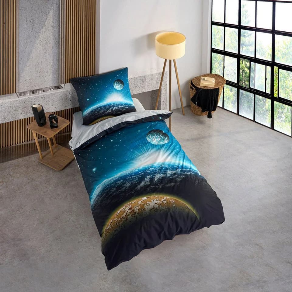 KK Shopping Kinderbettwäsche Bettwäsche Set mit Mond und Planet 135 x 200 cm - Bild 2