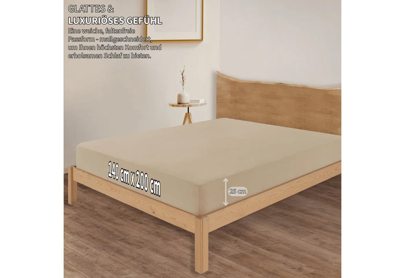 KK Shopping Spannbettlaken Jersey 100% Baumwolle Beige 140x200 - Bild 3