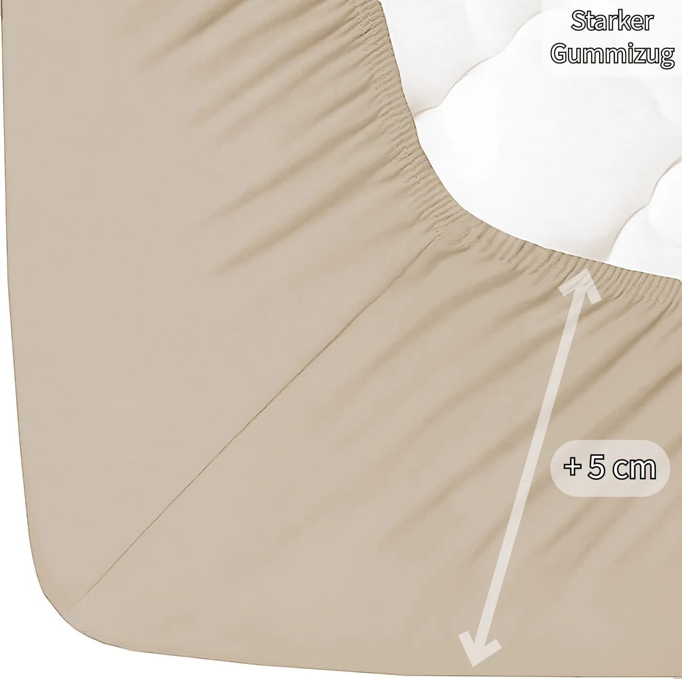 KK Shopping Spannbettlaken Jersey 100% Baumwolle Beige 140x200 - Bild 4