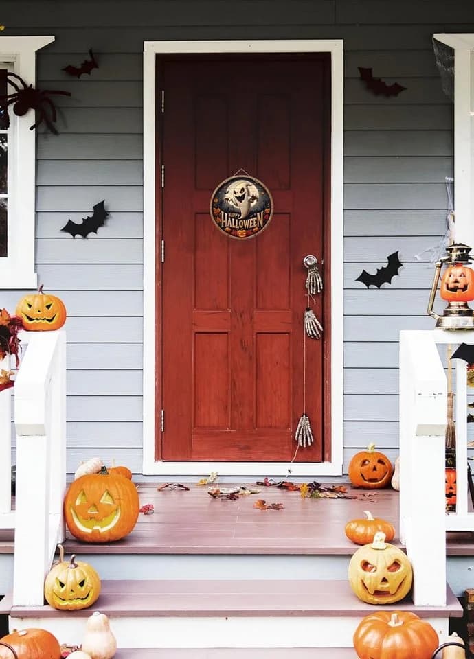 COFI Wanddeko Halloween Geist aus Holz mit Happy Halloween Schriftzug - Bild 3