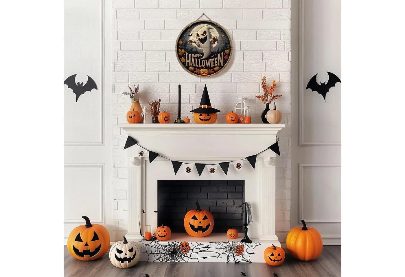 COFI Wanddeko Halloween Geist aus Holz mit Happy Halloween Schriftzug - Bild 4