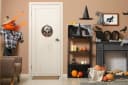 COFI Wanddeko Halloween Geist aus Holz mit Happy Halloween Schriftzug Bild 5