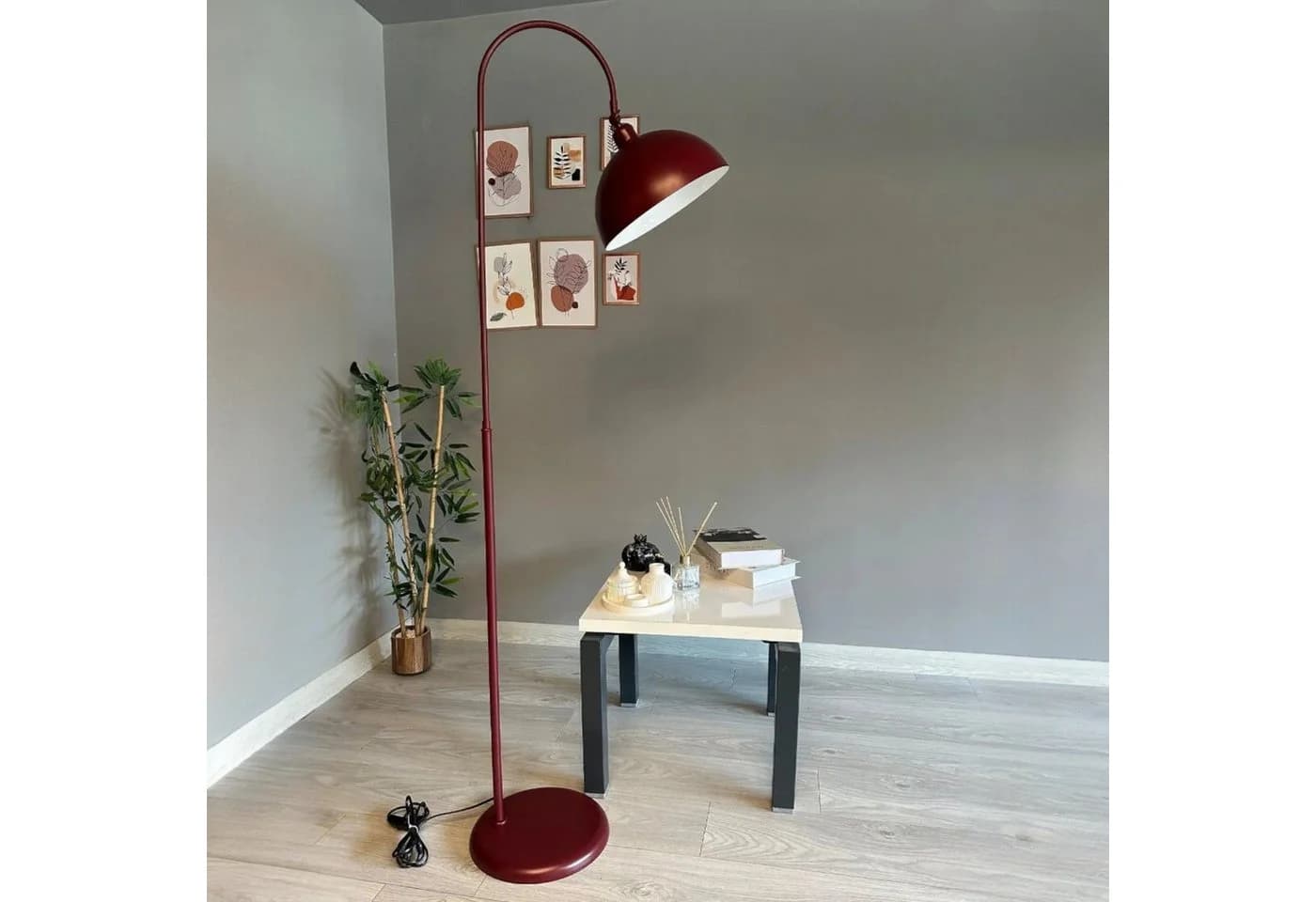 Bamyum Stehlampe Modern Metall E27 Verstellbar Burgunderrot