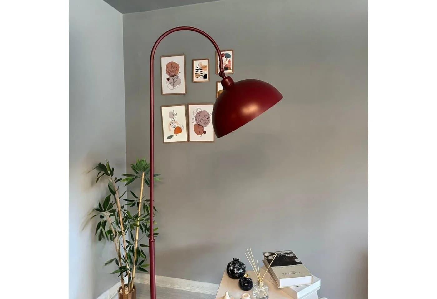 Bamyum Stehlampe Modern Metall E27 Verstellbar Burgunderrot - Bild 3