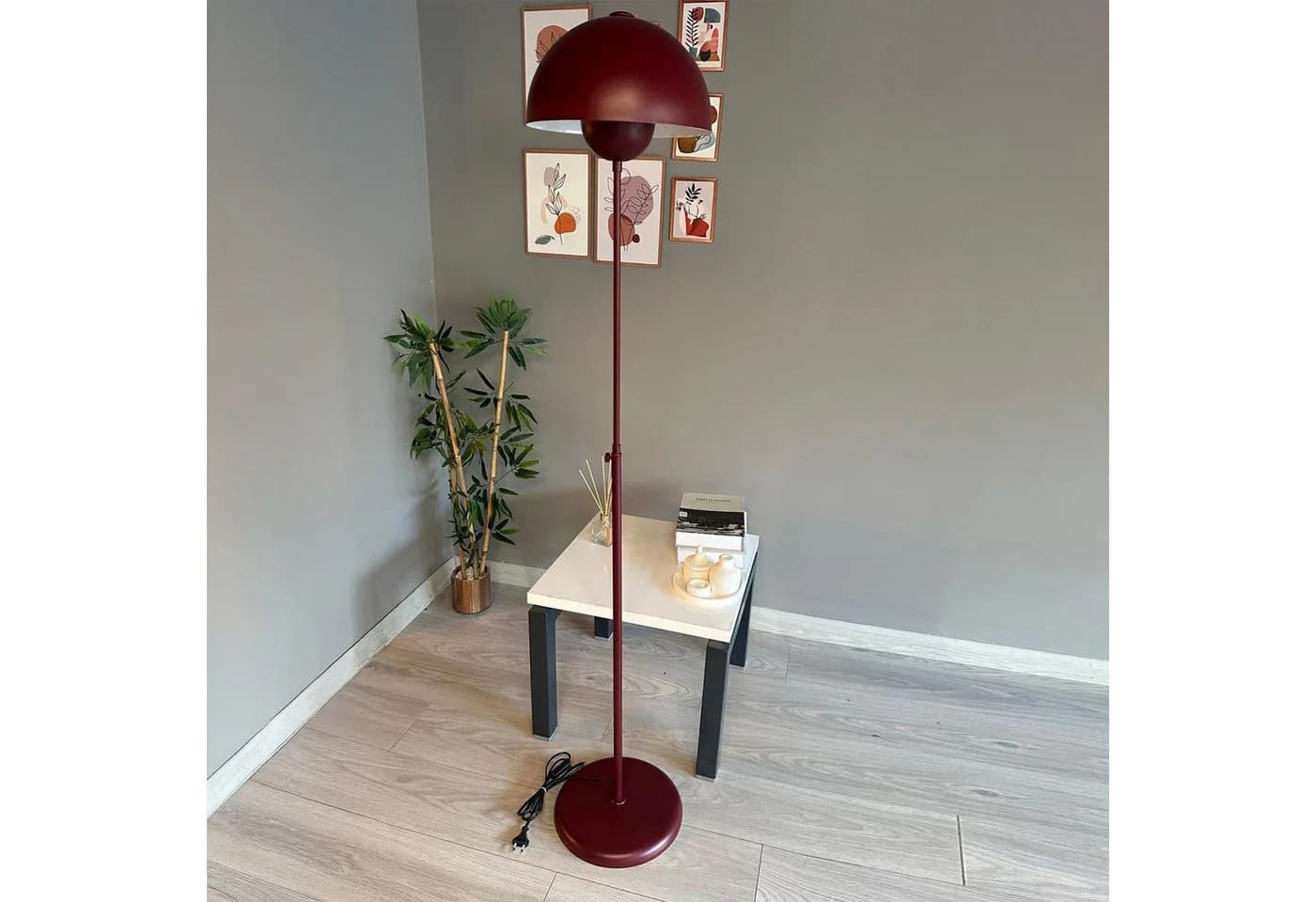 Bamyum Stehlampe Vega Modern Dekorative Metall Stehlampe Burgunderrot