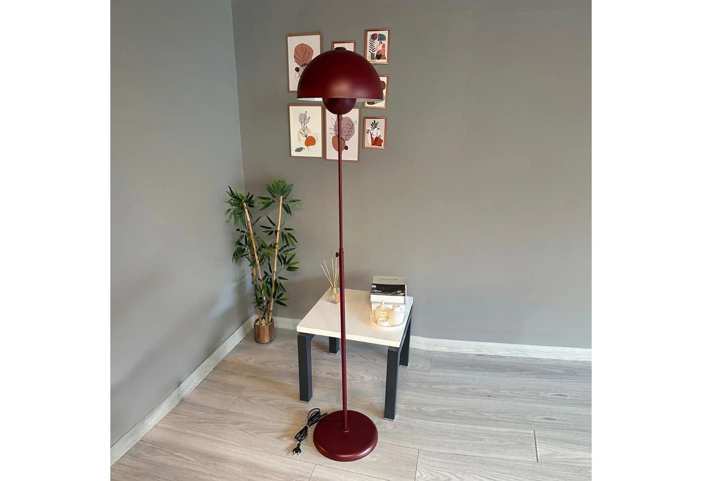Bamyum Stehlampe Vega Modern Dekorative Metall Stehlampe Burgunderrot - Bild 2