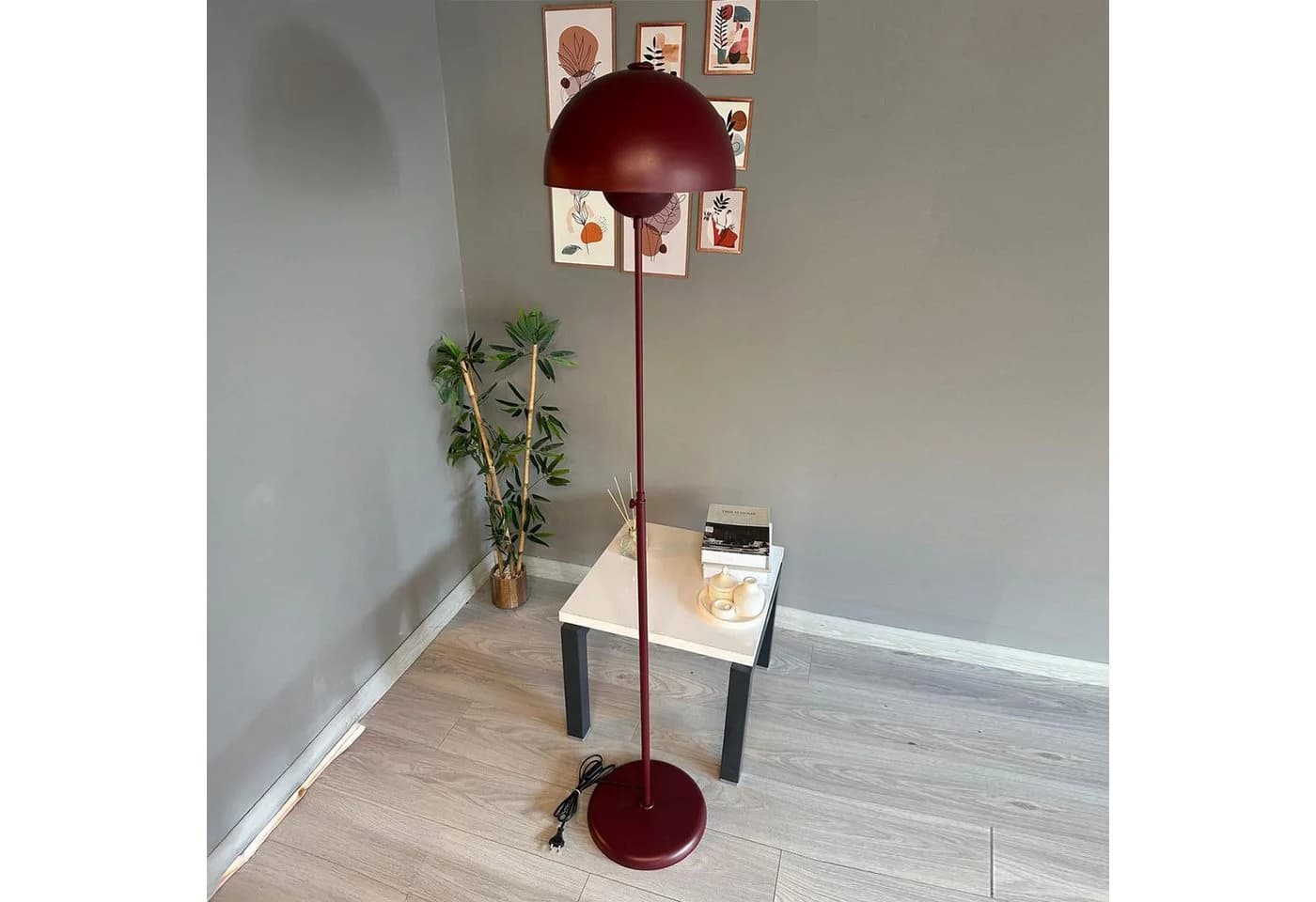 Bamyum Stehlampe Vega Modern Dekorative Metall Stehlampe Burgunderrot - Bild 3