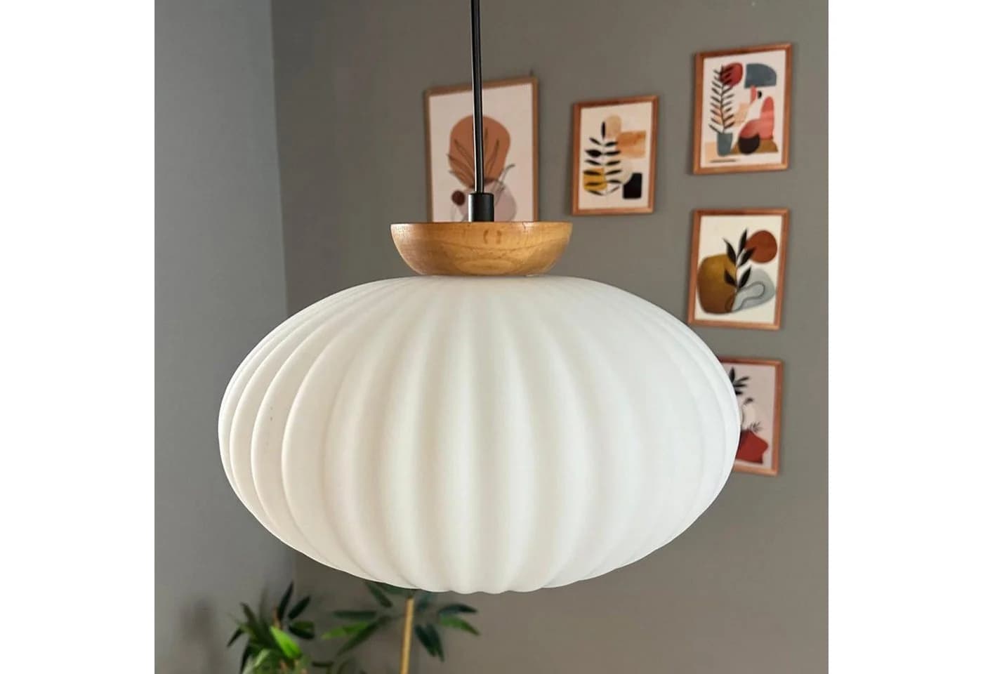 Bamyum Pendelleuchte Elegant Glas Metall E27 Weiß - Bild 2