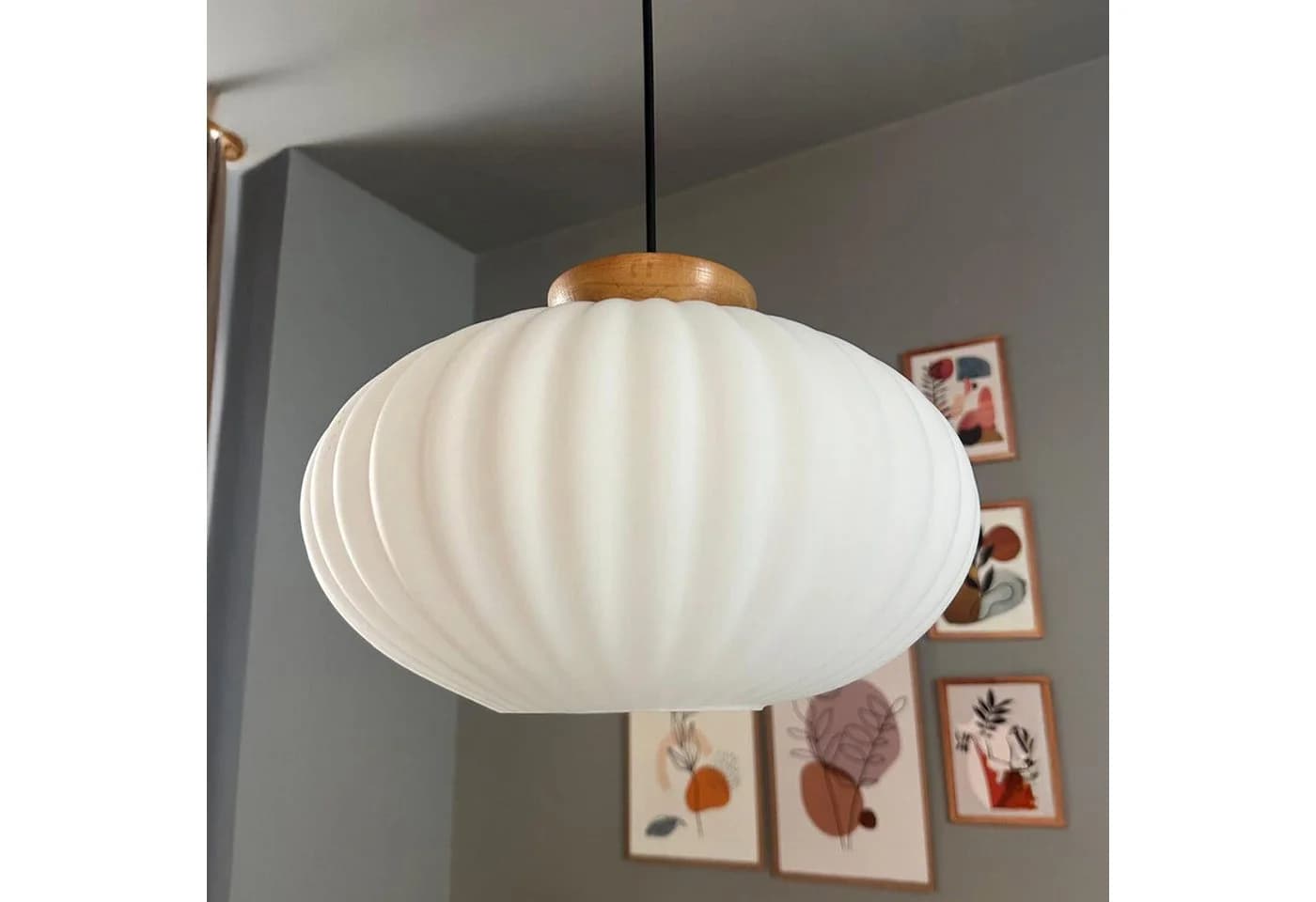 Bamyum Pendelleuchte Elegant Glas Metall E27 Weiß - Bild 3