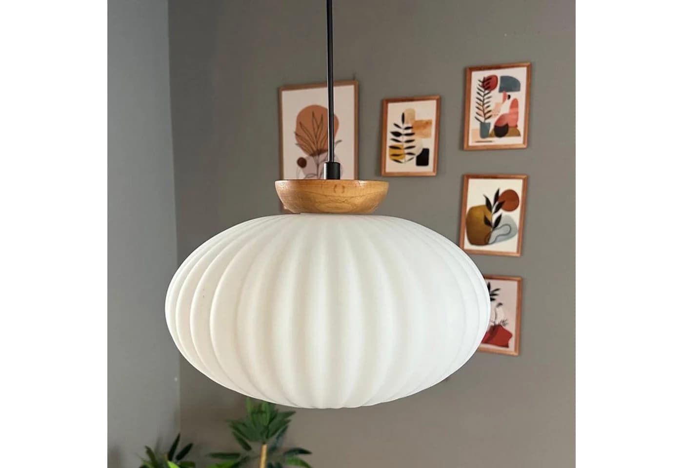 Bamyum Pendelleuchte Elegant Glas Metall E27 Weiß - Bild 5