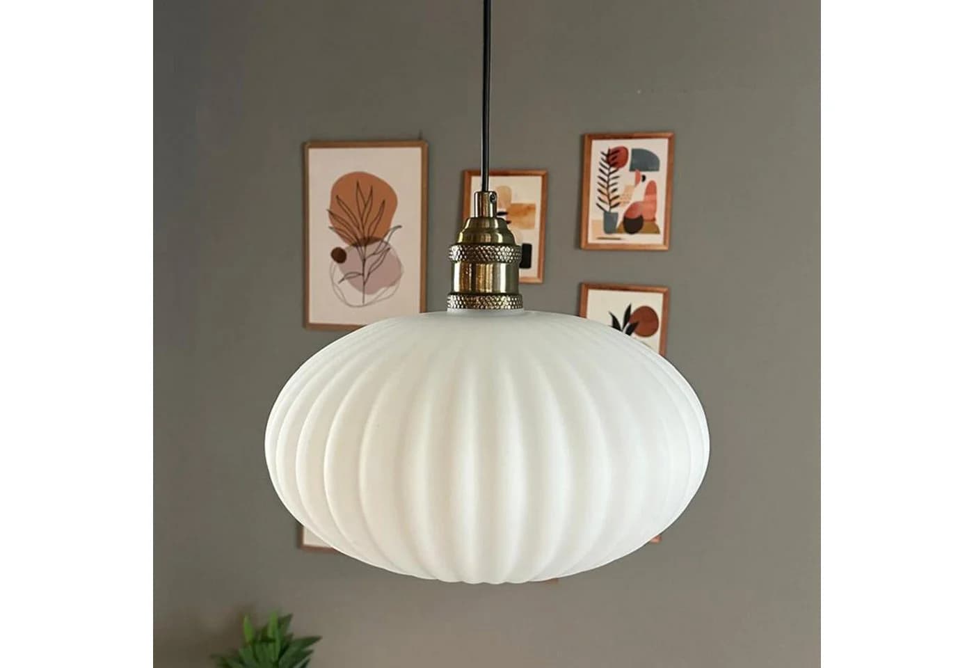 Bamyum Pendelleuchte Elegant Glas Hängelampe Weiß - Bild 2