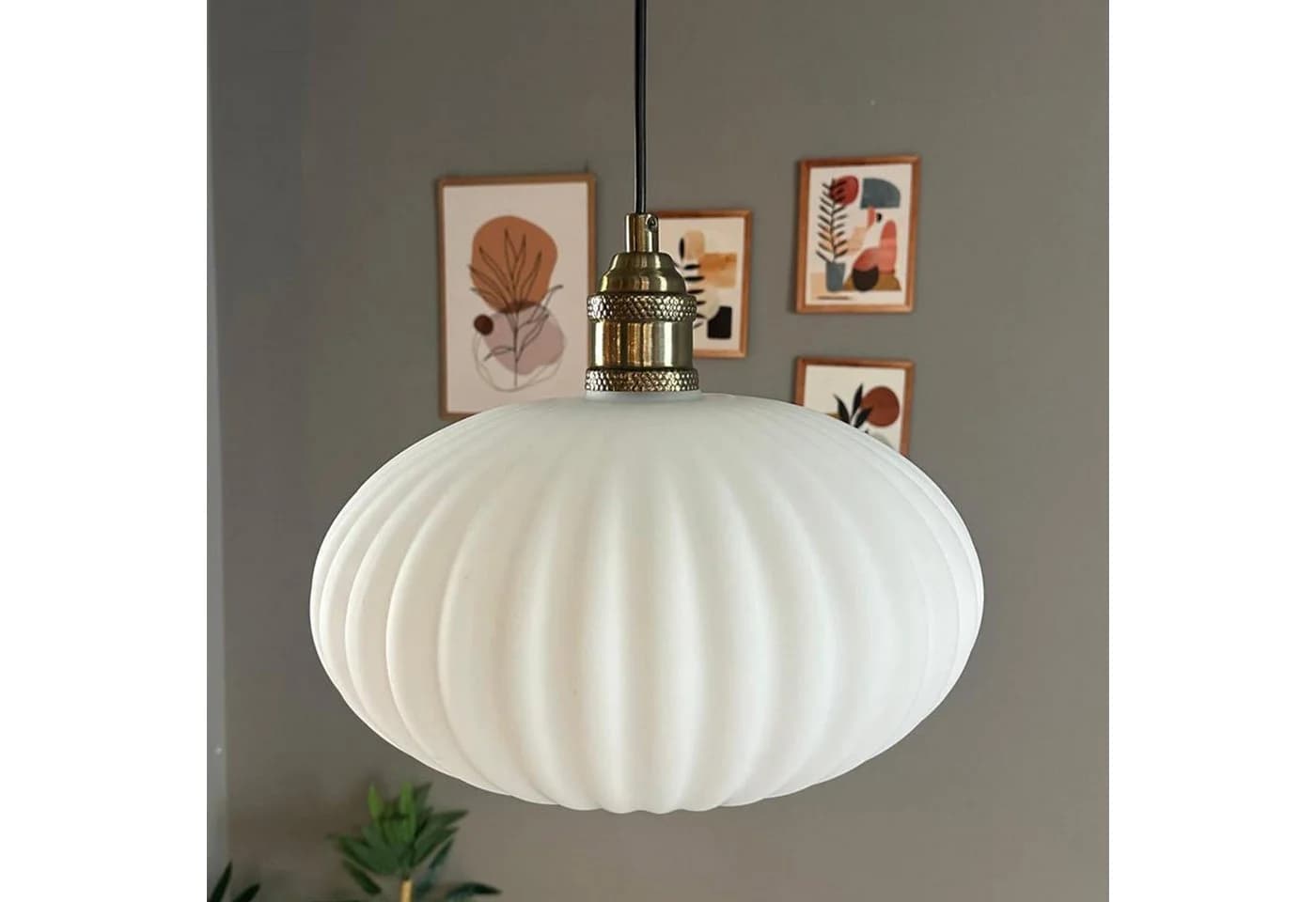 Bamyum Pendelleuchte Elegant Glas Hängelampe Weiß - Bild 3