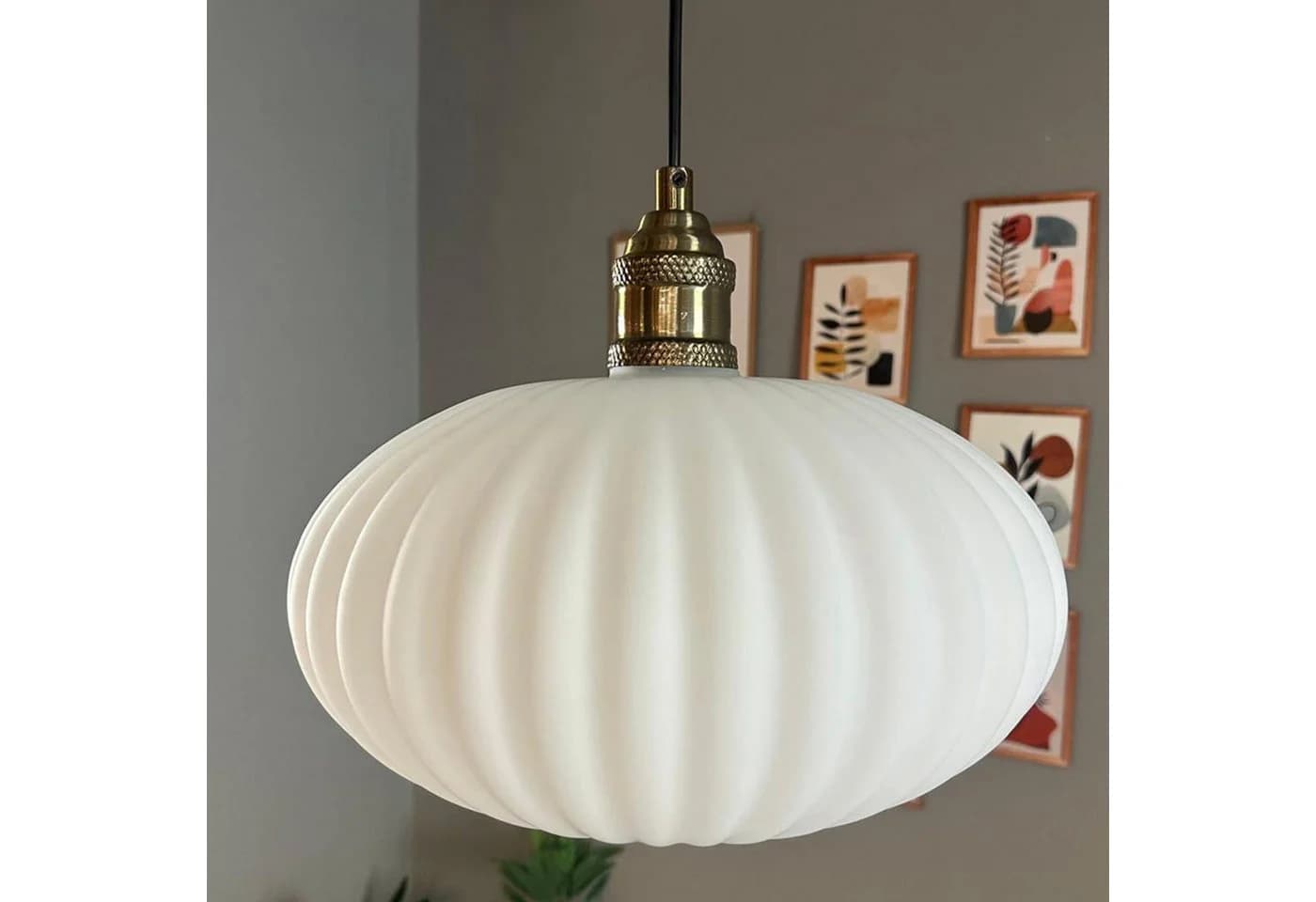 Bamyum Pendelleuchte Elegant Glas Hängelampe Weiß - Bild 4