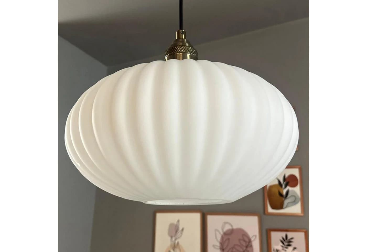 Bamyum Pendelleuchte Elegant Glas Hängelampe Weiß - Bild 5