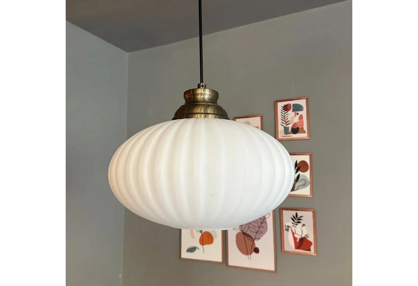 Bamyum Pendelleuchte Elegant Glas Metall E27 Weiß
