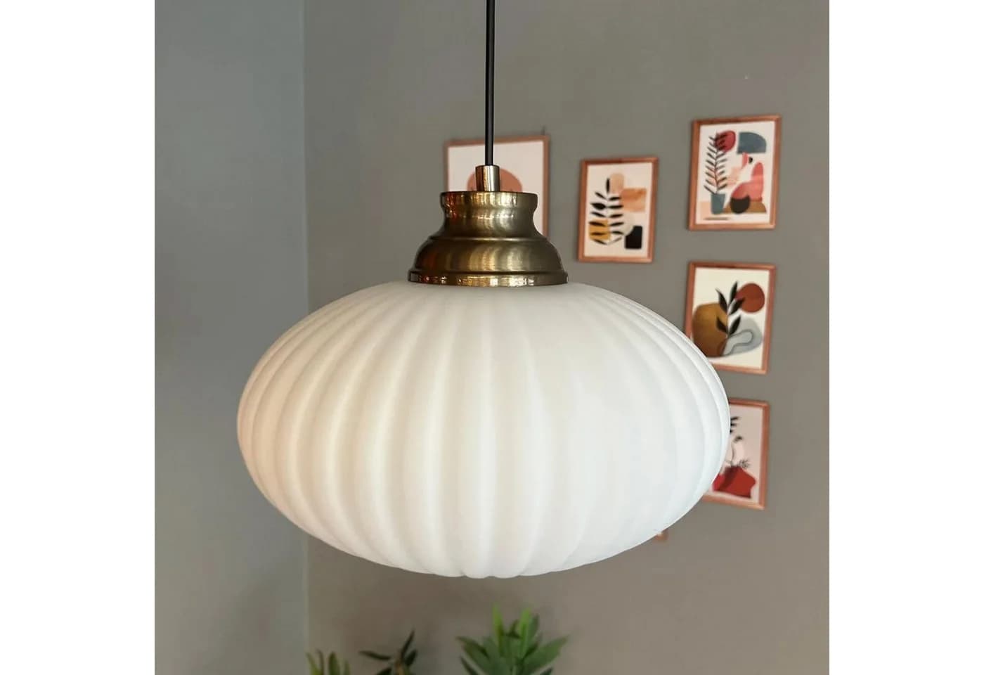 Bamyum Pendelleuchte Elegant Glas Metall E27 Weiß - Bild 2