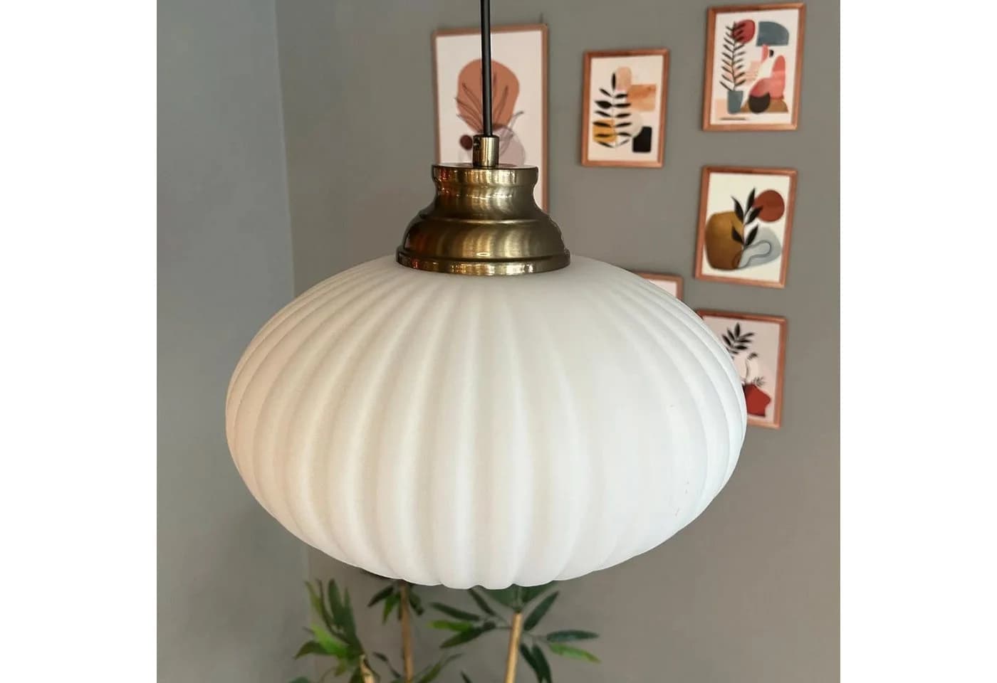 Bamyum Pendelleuchte Elegant Glas Metall E27 Weiß - Bild 3