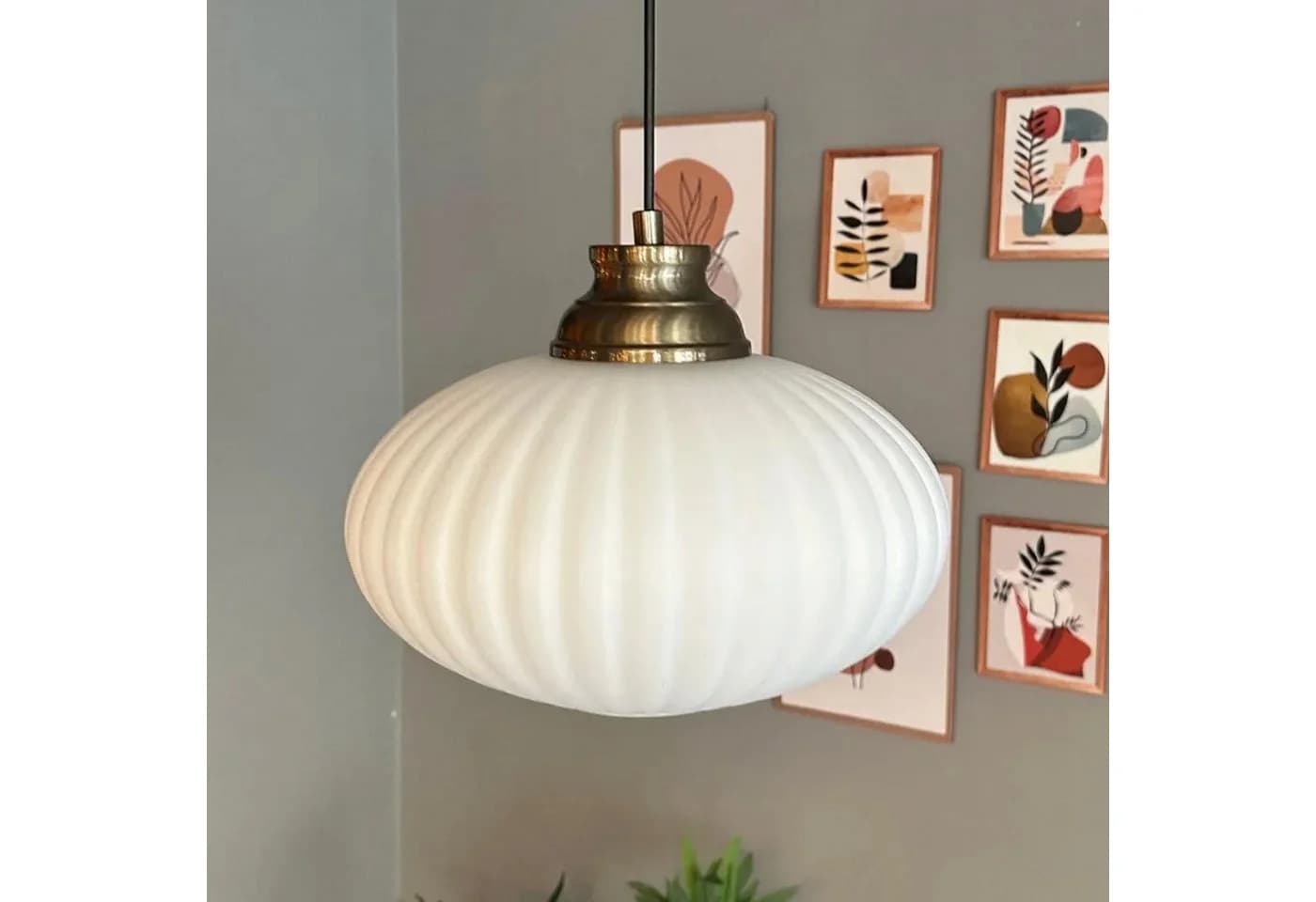 Bamyum Pendelleuchte Elegant Glas Metall E27 Weiß - Bild 4