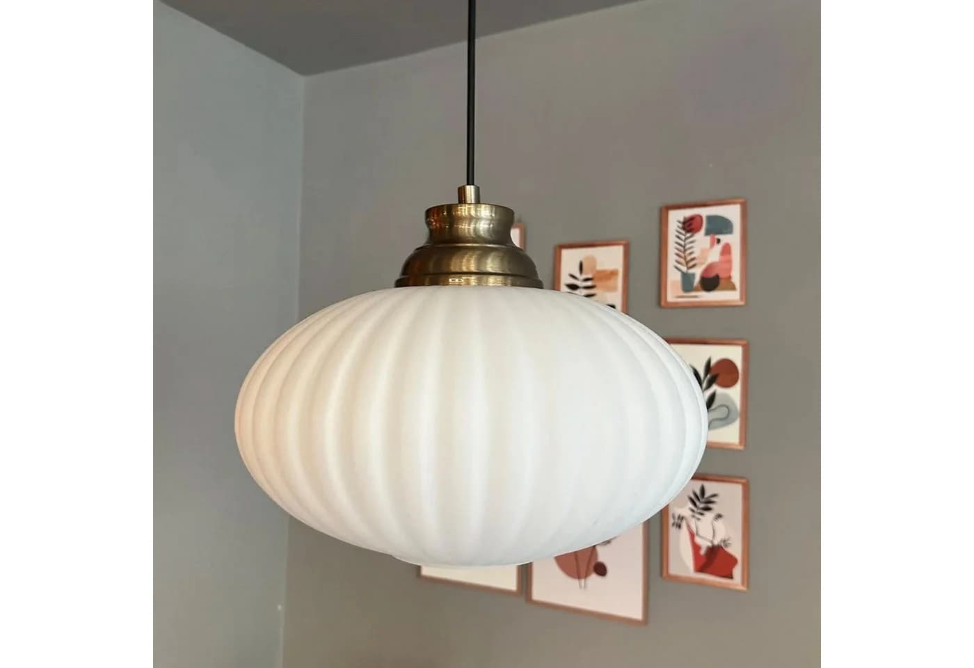 Bamyum Pendelleuchte Elegant Glas Metall E27 Weiß - Bild 5