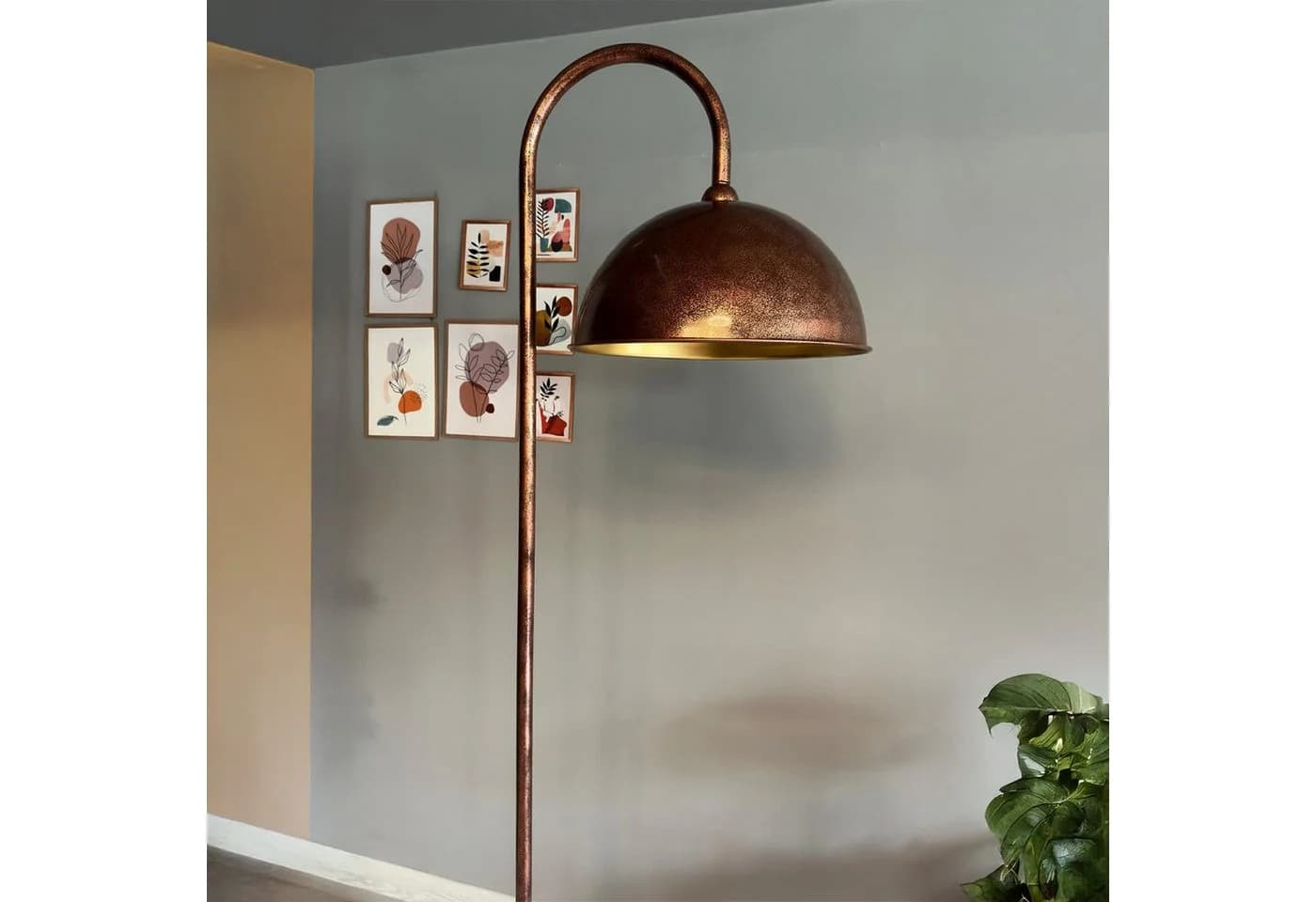 Bamyum Stehlampe Modern Metall E27 Kupferfarben mit Ablage